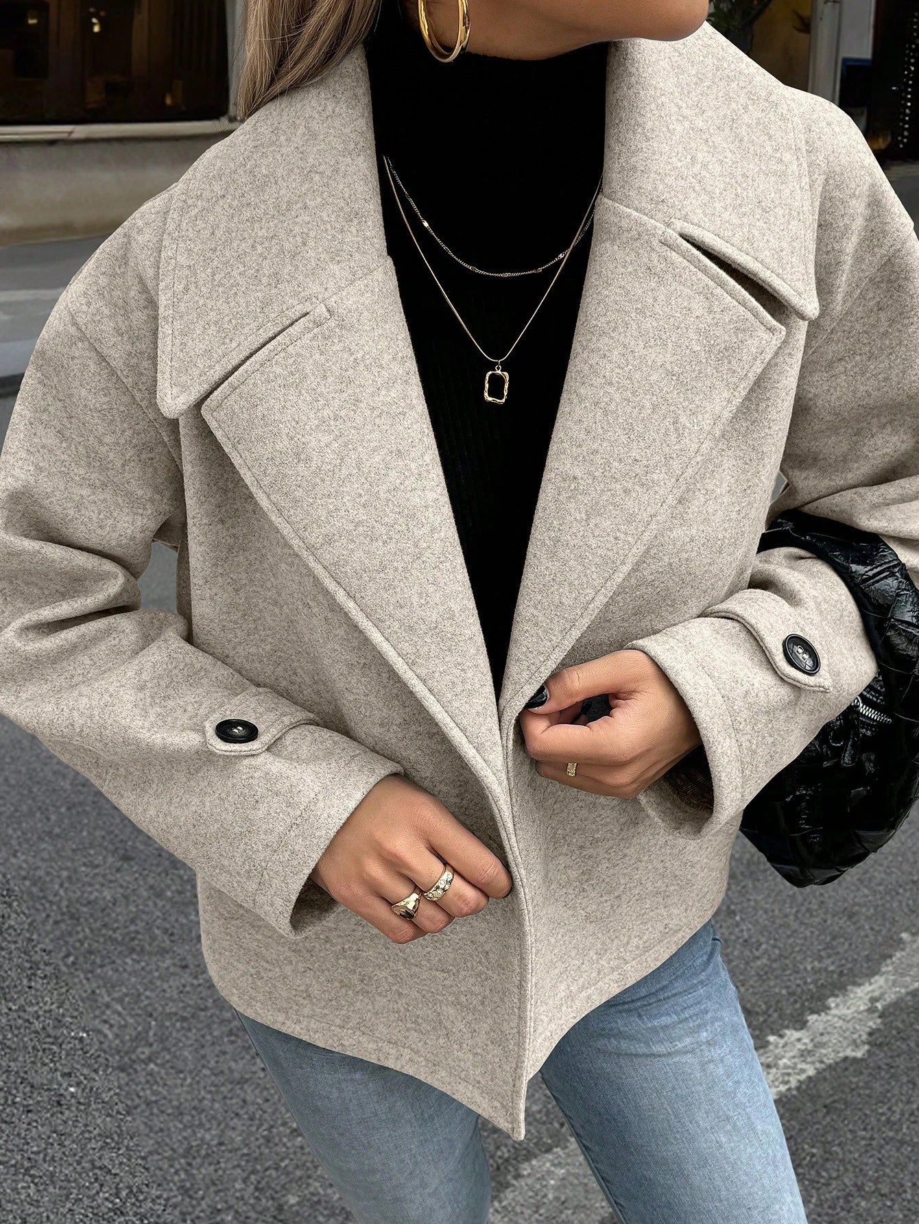 Clasi Women'S Front Button Long Sleeve Casual Jacket, Everyday Wear