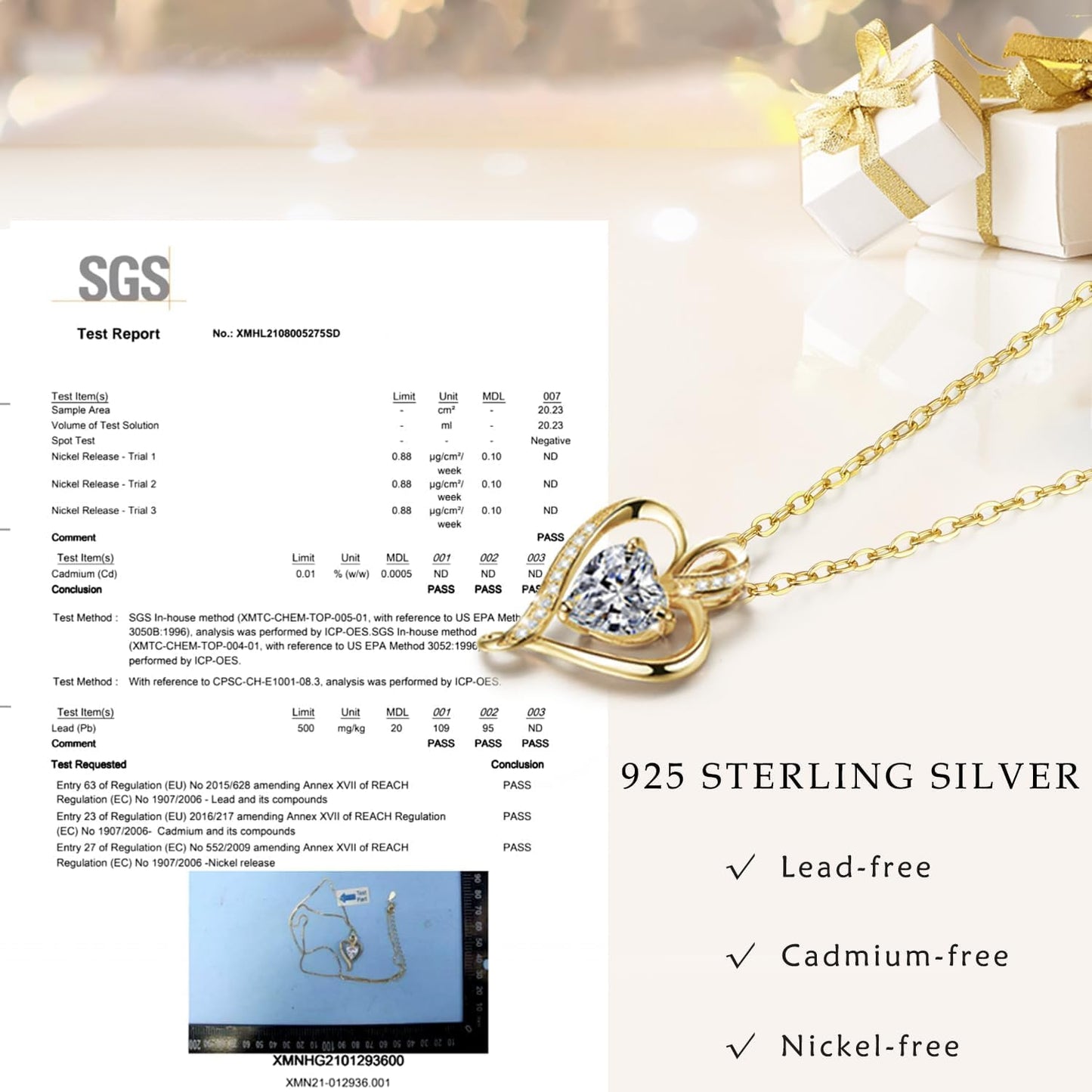 LAVUMO Collares Mujer Amor Colgante De Corazón Oro Rosa Plata De Ley 925 Collares Mujer Joyas Regalos Para Esposa, Mamá Novia Cumpleaños Navidad Aniversario Día San Valentín Regalo