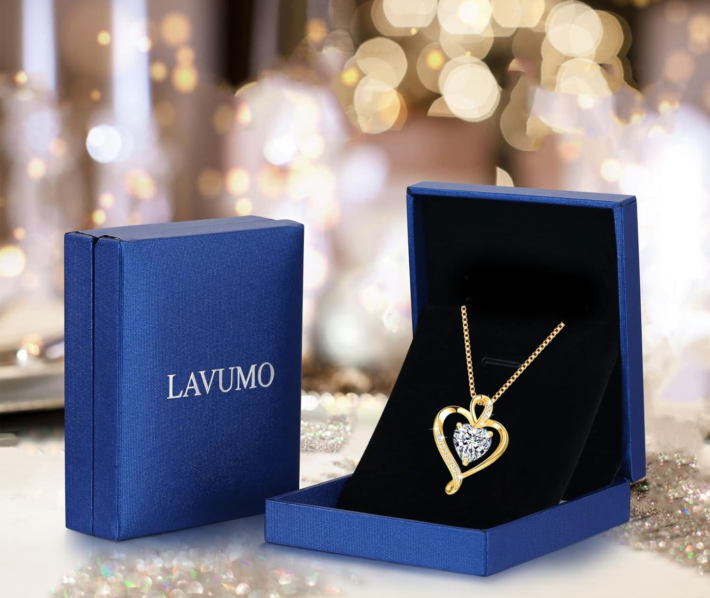 LAVUMO Collares Mujer Amor Colgante De Corazón Oro Rosa Plata De Ley 925 Collares Mujer Joyas Regalos Para Esposa, Mamá Novia Cumpleaños Navidad Aniversario Día San Valentín Regalo