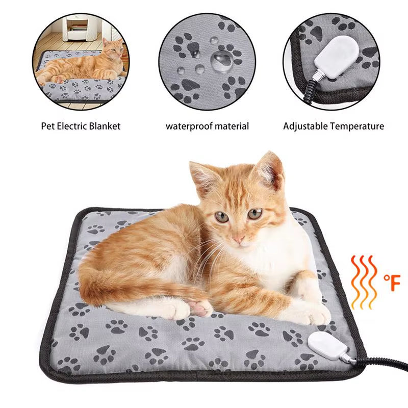 Almohadilla térmica ajustable de 3 velocidades para perros y gatos con protección contra apagado automático. Colchón eléctrico calefactado para mascotas, impermeable y resistente a los mordiscos.