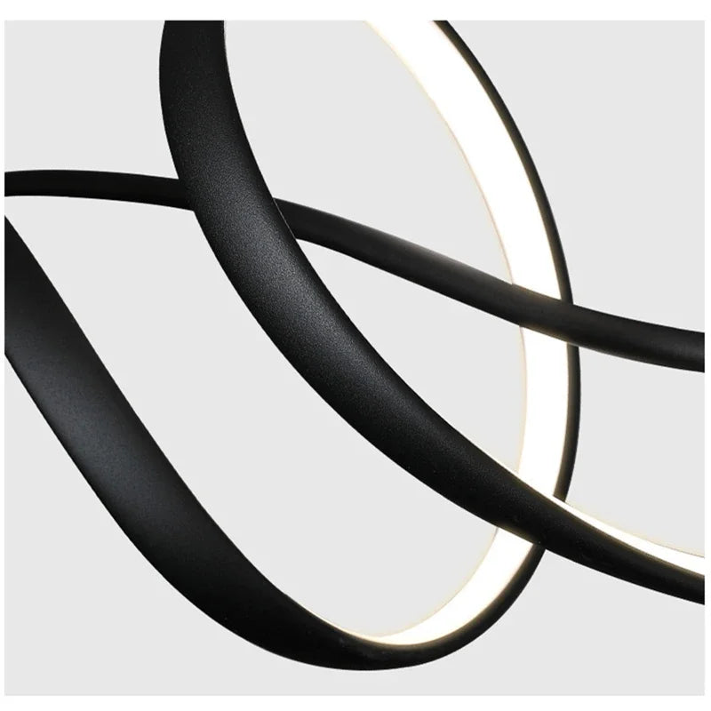 New Ribbon Shape Design Dining Island LED Chandelier Aluminum Simplicity Living Room House Indoor Decoration Table Lighting