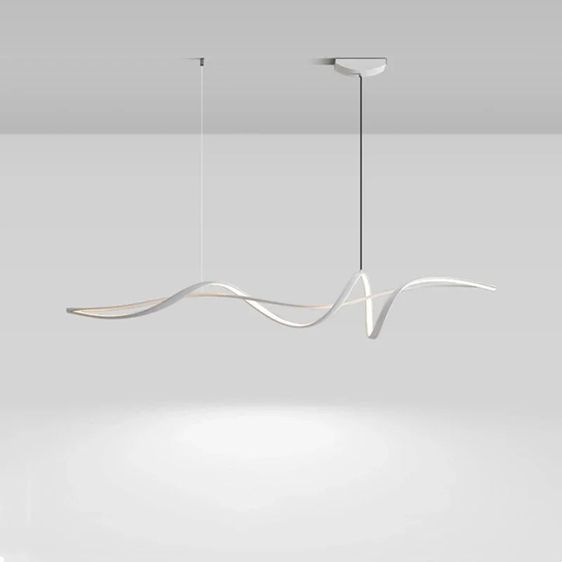 New Ribbon Shape Design Dining Island LED Chandelier Aluminum Simplicity Living Room House Indoor Decoration Table Lighting