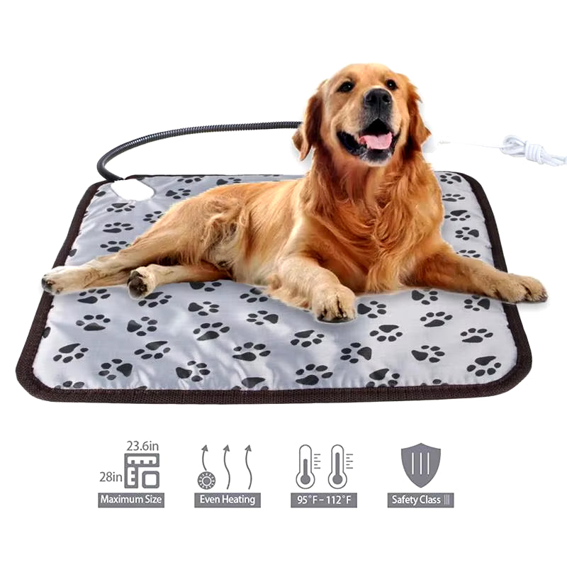 Almohadilla térmica ajustable de 3 velocidades para perros y gatos con protección contra apagado automático. Colchón eléctrico calefactado para mascotas, impermeable y resistente a los mordiscos.