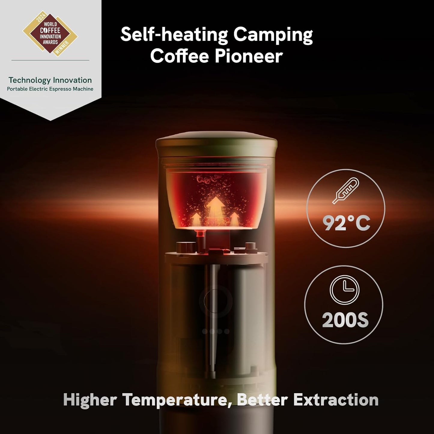 Outin Nano Cafetera Espresso Eléctrica Portátil, Cafetera De Viaje Para Camping, Cafetera De Coche Autocalentable Con USB-C, Con Café Molido Y Cápsula NS Para RV, Senderismo, Oficina