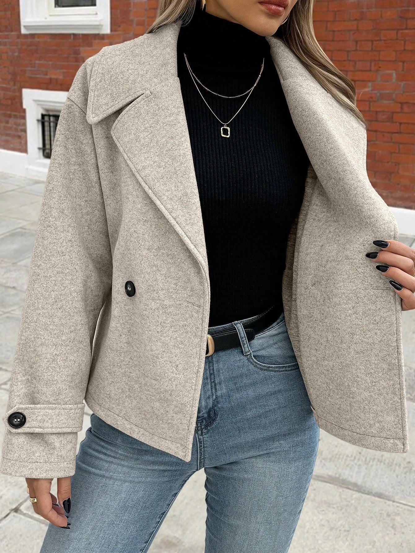Clasi Women'S Front Button Long Sleeve Casual Jacket, Everyday Wear