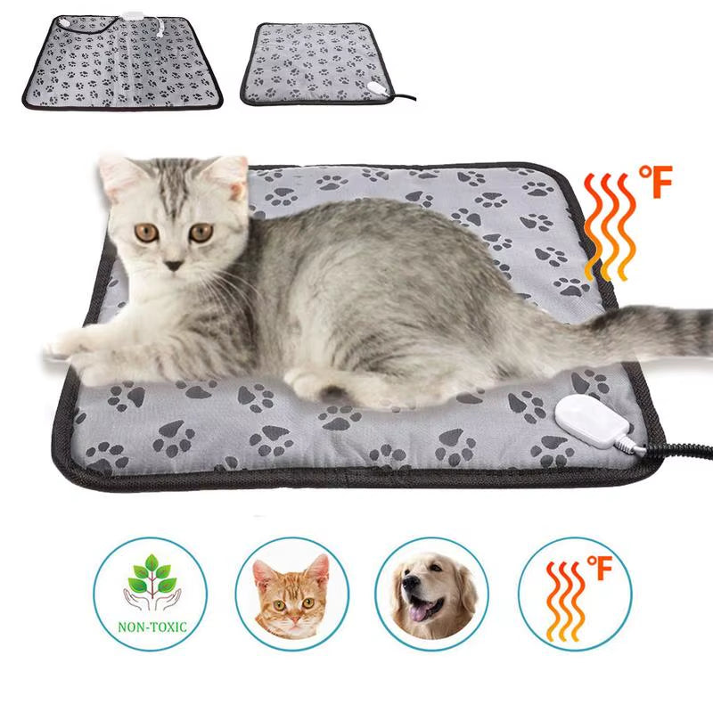 Almohadilla térmica ajustable de 3 velocidades para perros y gatos con protección contra apagado automático. Colchón eléctrico calefactado para mascotas, impermeable y resistente a los mordiscos.