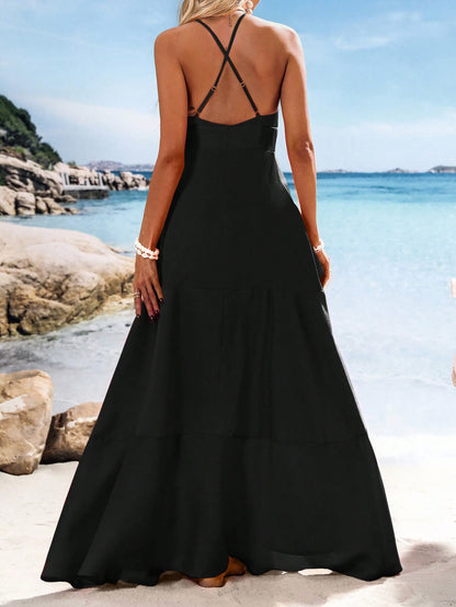 Vivid Eden Vestido largo de mujer con cuello en V y bloques de color tejidos, conjuntos de primavera y verano, ropa de verano, San Valentín, conjuntos de vacaciones para mujer, conjuntos de playa para mujer, festival, ropa romántica y elegante, bohemia, boho, dulce, conjuntos para raves y festivales, ropa de vacaciones tropicales para mujer, carnaval, Superventas, Festa Junina, Vestido Festa Junina, Ropa de vacaciones tropicales para mujer, Ropa boho para mujer