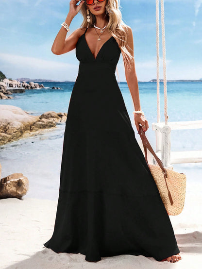 Vivid Eden Vestido largo de mujer con cuello en V y bloques de color tejidos, conjuntos de primavera y verano, ropa de verano, San Valentín, conjuntos de vacaciones para mujer, conjuntos de playa para mujer, festival, ropa romántica y elegante, bohemia, boho, dulce, conjuntos para raves y festivales, ropa de vacaciones tropicales para mujer, carnaval, Superventas, Festa Junina, Vestido Festa Junina, Ropa de vacaciones tropicales para mujer, Ropa boho para mujer