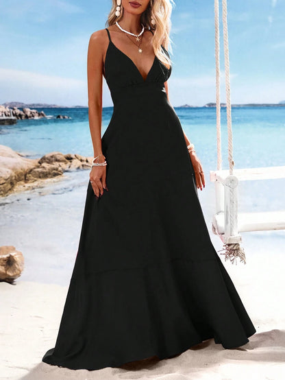 Vivid Eden Vestido largo de mujer con cuello en V y bloques de color tejidos, conjuntos de primavera y verano, ropa de verano, San Valentín, conjuntos de vacaciones para mujer, conjuntos de playa para mujer, festival, ropa romántica y elegante, bohemia, boho, dulce, conjuntos para raves y festivales, ropa de vacaciones tropicales para mujer, carnaval, Superventas, Festa Junina, Vestido Festa Junina, Ropa de vacaciones tropicales para mujer, Ropa boho para mujer