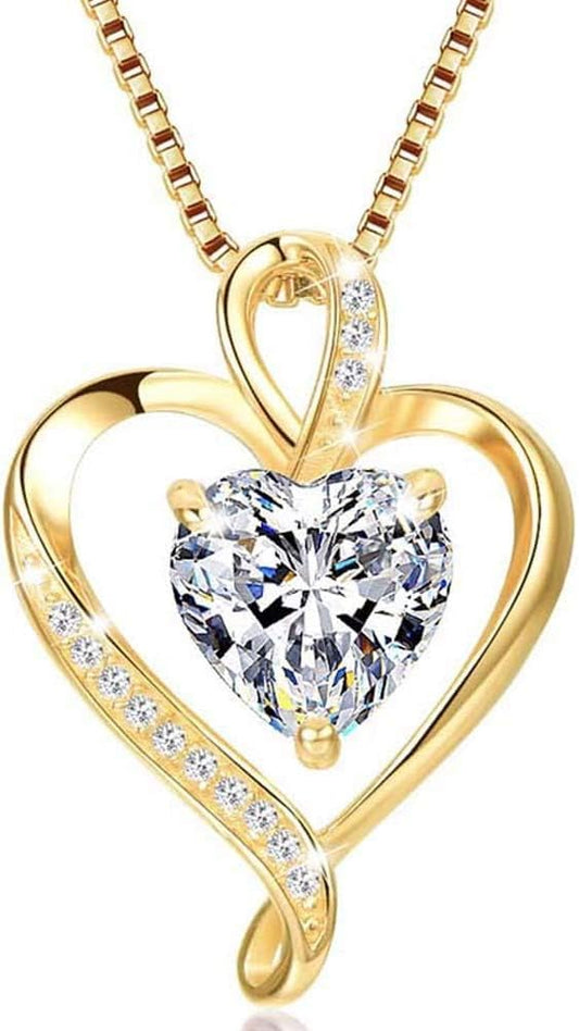LAVUMO Collares Mujer Amor Colgante De Corazón Oro Rosa Plata De Ley 925 Collares Mujer Joyas Regalos Para Esposa, Mamá Novia Cumpleaños Navidad Aniversario Día San Valentín Regalo
