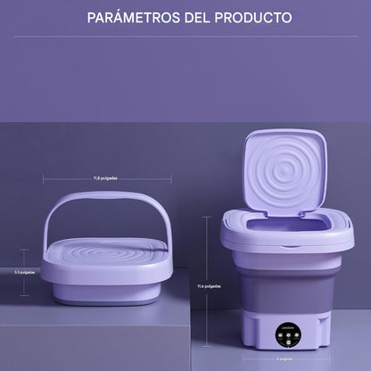 Lavadora Portátil Plegable de 11L – Mini Lavadora Automática con Sistema de Drenaje – Ideal para Viajes, Camping, Furgonetas y Espacios Reducidos – Clase Energética A (Enchufe EU)