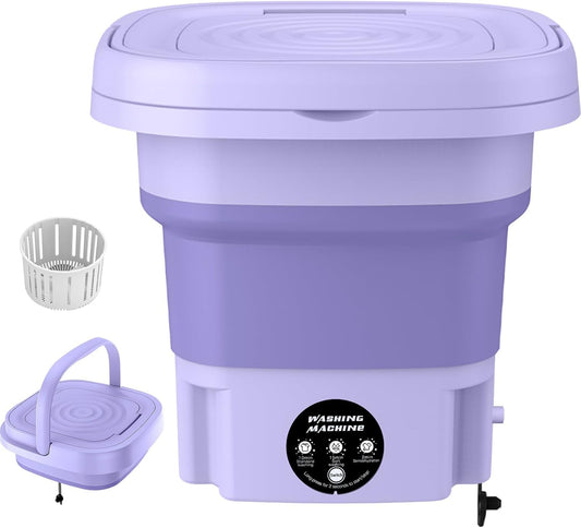 Lavadora Portátil Plegable de 11L – Mini Lavadora Automática con Sistema de Drenaje – Ideal para Viajes, Camping, Furgonetas y Espacios Reducidos – Clase Energética A (Enchufe EU)