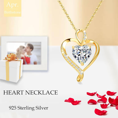 LAVUMO Collares Mujer Amor Colgante De Corazón Oro Rosa Plata De Ley 925 Collares Mujer Joyas Regalos Para Esposa, Mamá Novia Cumpleaños Navidad Aniversario Día San Valentín Regalo