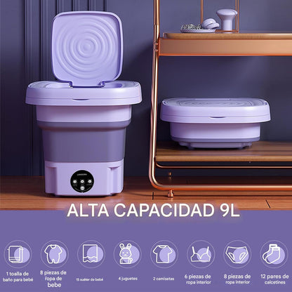 Lavadora Portátil Plegable de 11L – Mini Lavadora Automática con Sistema de Drenaje – Ideal para Viajes, Camping, Furgonetas y Espacios Reducidos – Clase Energética A (Enchufe EU)