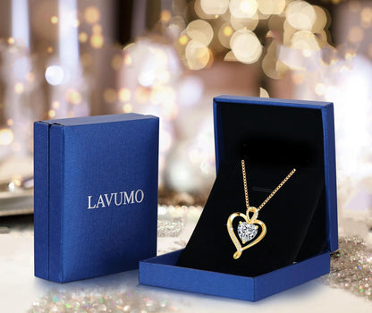 LAVUMO Collares Mujer Amor Colgante De Corazón Oro Rosa Plata De Ley 925 Collares Mujer Joyas Regalos Para Esposa, Mamá Novia Cumpleaños Navidad Aniversario Día San Valentín Regalo