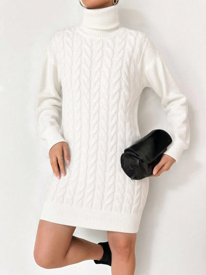 Top de punto de algodón Ruechic de largo medio para mujer con tejido floral complejo, cuello vuelto, cinturón en la cintura y dobladillo asimétrico.