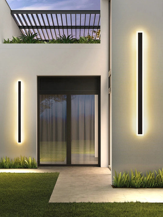 Lámpara de pared para exteriores Lámpara de pared moderna e impermeable Lámpara de pared para vestíbulo exterior Iluminación LED para salón Lámpara de pared larga para villa nórdica con TV