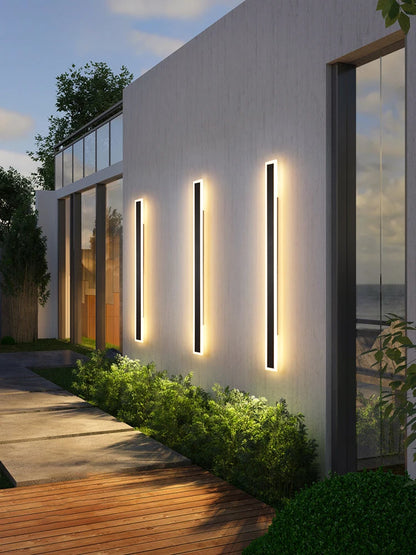 Lámpara de pared para exteriores Lámpara de pared moderna e impermeable Lámpara de pared para vestíbulo exterior Iluminación LED para salón Lámpara de pared larga para villa nórdica con TV
