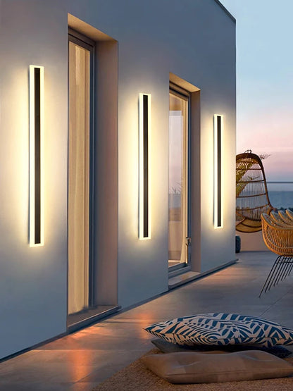 Lámpara de pared para exteriores Lámpara de pared moderna e impermeable Lámpara de pared para vestíbulo exterior Iluminación LED para salón Lámpara de pared larga para villa nórdica con TV