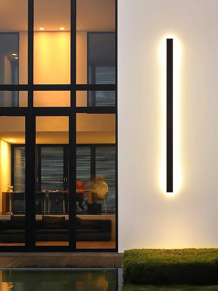 Lámpara de pared para exteriores Lámpara de pared moderna e impermeable Lámpara de pared para vestíbulo exterior Iluminación LED para salón Lámpara de pared larga para villa nórdica con TV