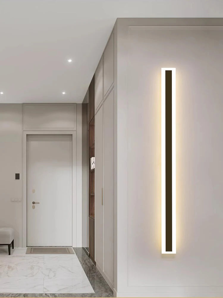Lámpara de pared para exteriores Lámpara de pared moderna e impermeable Lámpara de pared para vestíbulo exterior Iluminación LED para salón Lámpara de pared larga para villa nórdica con TV