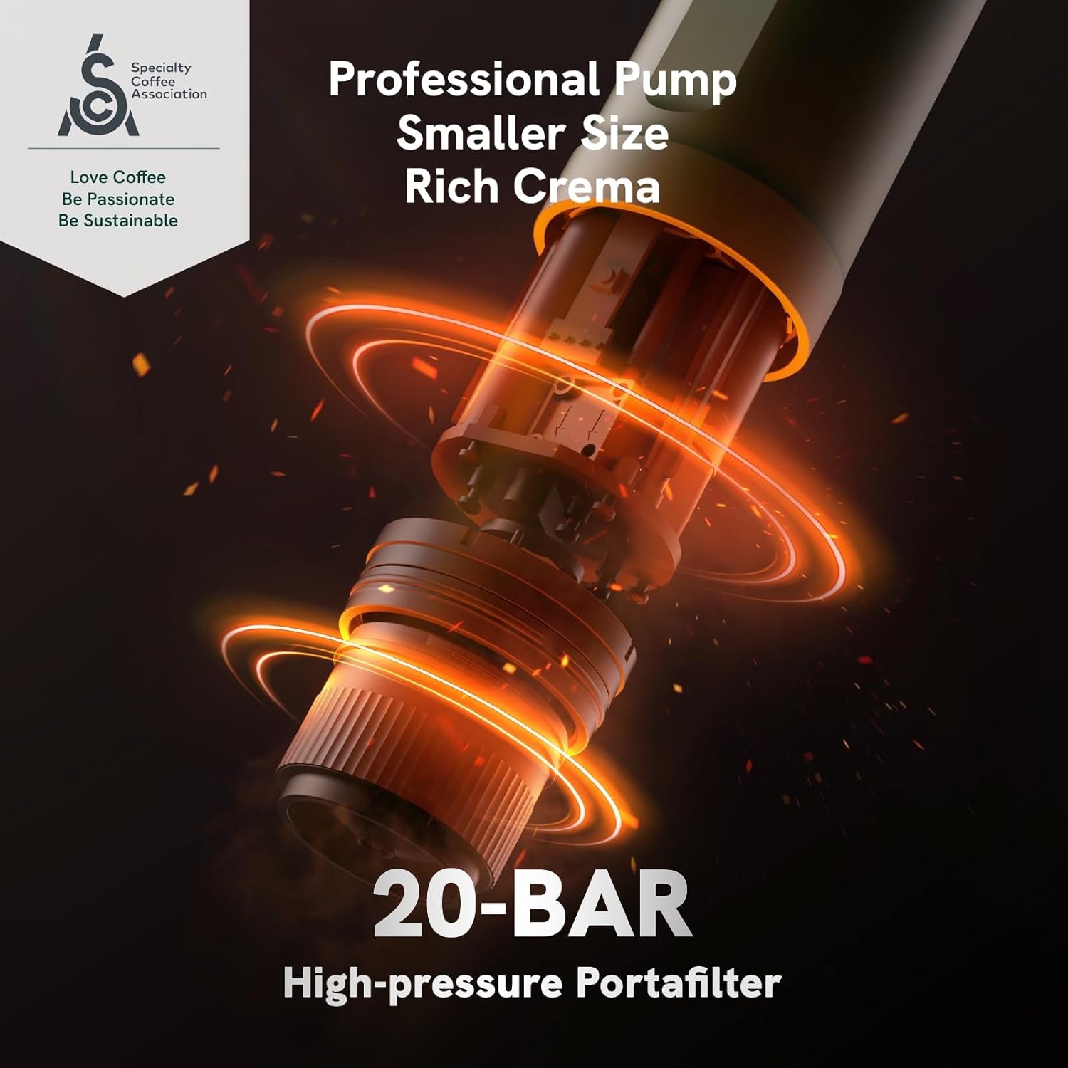 Outin Nano Cafetera Espresso Eléctrica Portátil, Cafetera De Viaje Para Camping, Cafetera De Coche Autocalentable Con USB-C, Con Café Molido Y Cápsula NS Para RV, Senderismo, Oficina