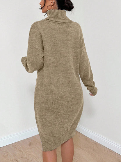 Top de punto de algodón Ruechic de largo medio para mujer con tejido floral complejo, cuello vuelto, cinturón en la cintura y dobladillo asimétrico.